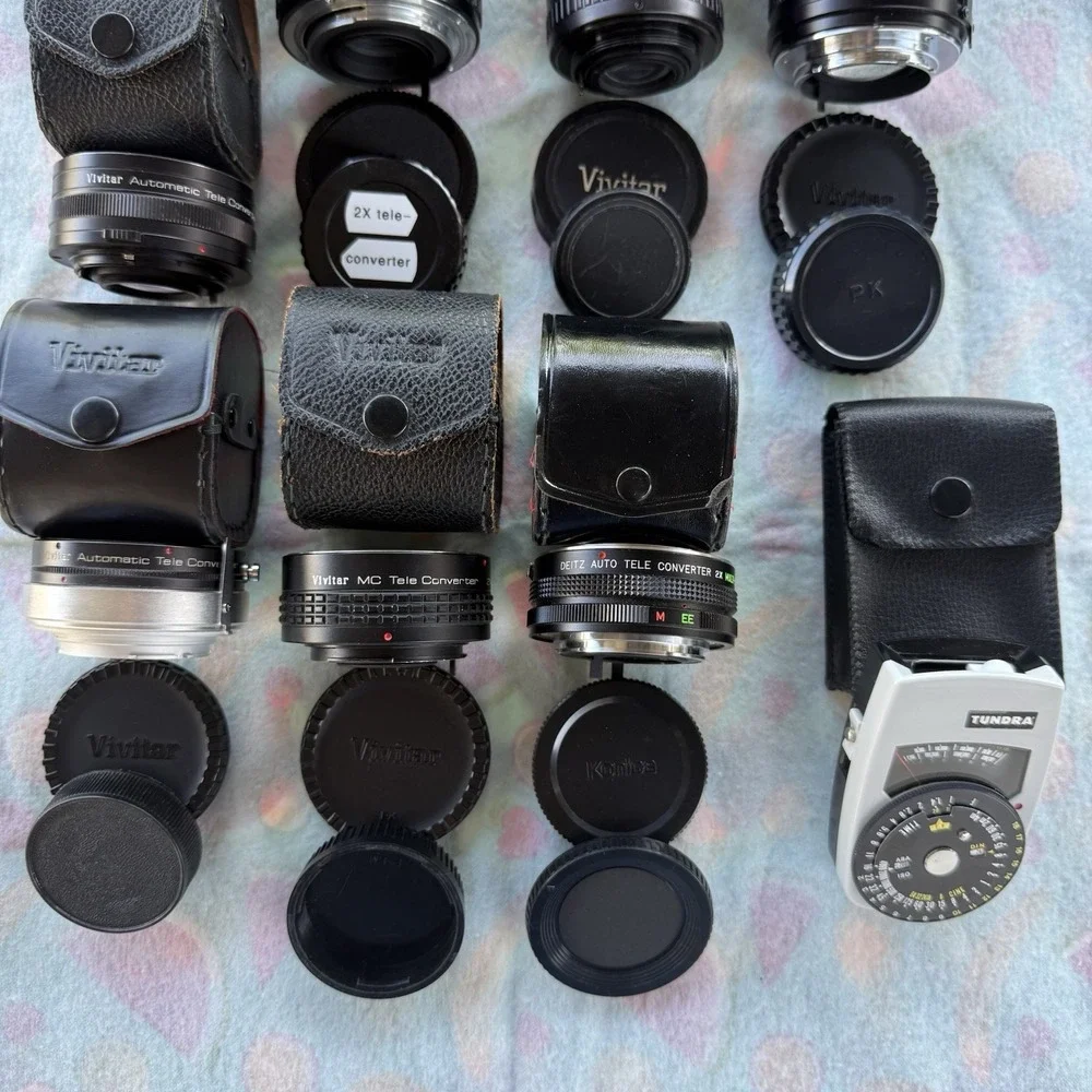 100+ Piece Lot of Camera Lenses,Filters,Extensions, Accessories & Flash-Untested